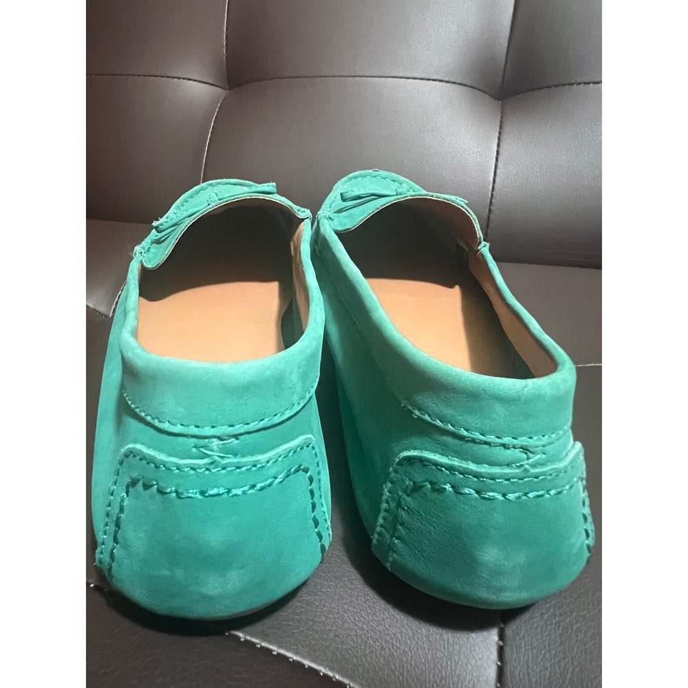 J.Crew Womens Teal Turquoise Nubuck Leather Driving Moccasins Loafers Size 11 - Picture 5 of 9